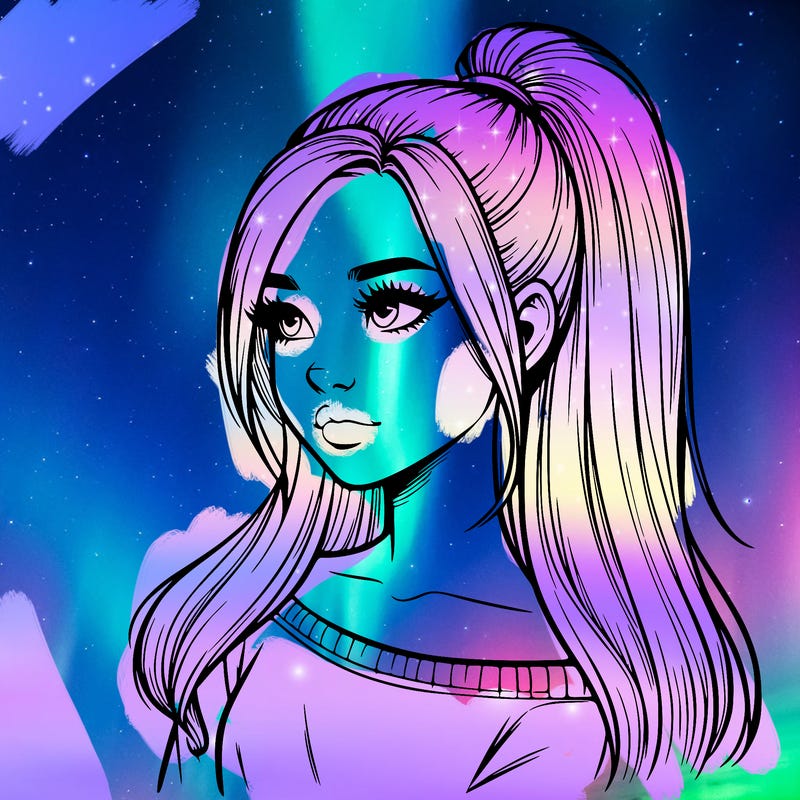 realistic girl with a high ponytail