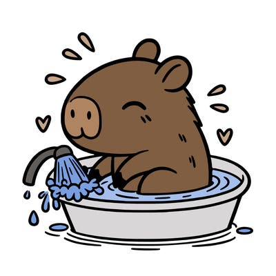 capybara taking a bath