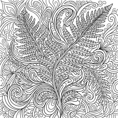 Discover our intricate Psychedelic Lady Fern coloring page, blending natural elegance with mind-bending patterns. Immerse yourself in a world of swirling botanical designs ready for your vibrant touch.