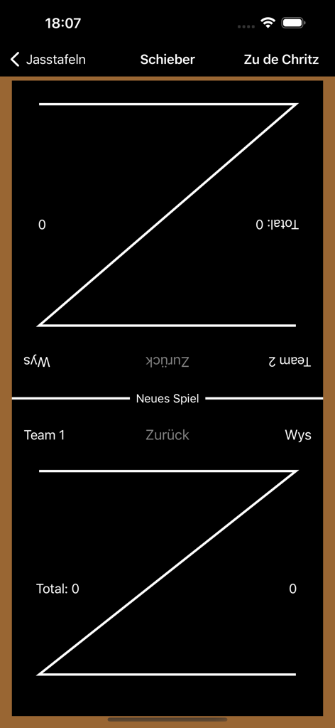 Digital scoring board for the Schieber variant of the Jass card game