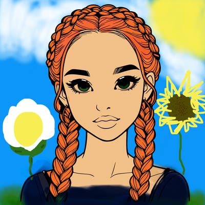 realistic girl with braids