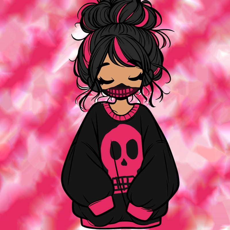 girl with baggy sweatshirt and messy bun