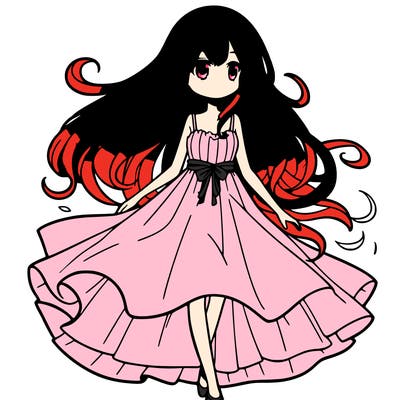 manga girl with a flowing dress