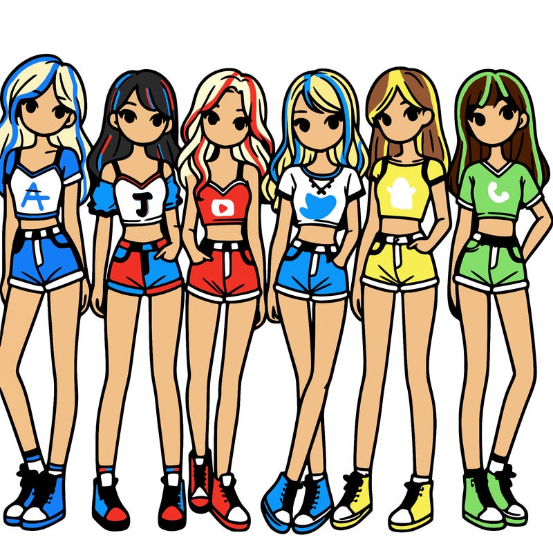 a group of girls wearing crop tops and shorts
