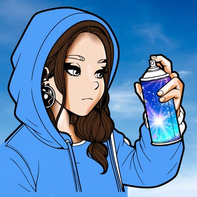 a realistic girl, spray painting