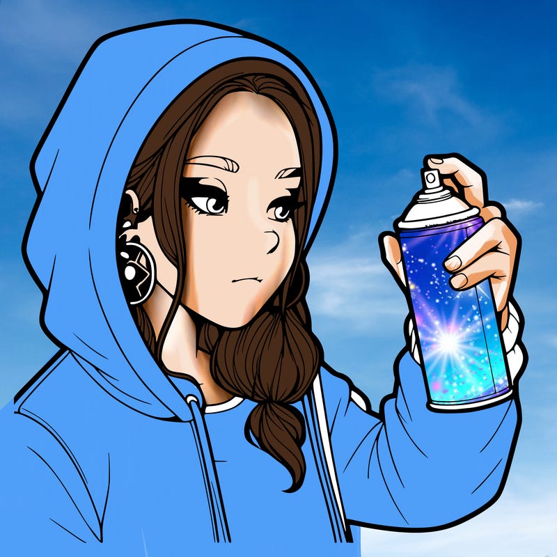 a realistic girl, spray painting