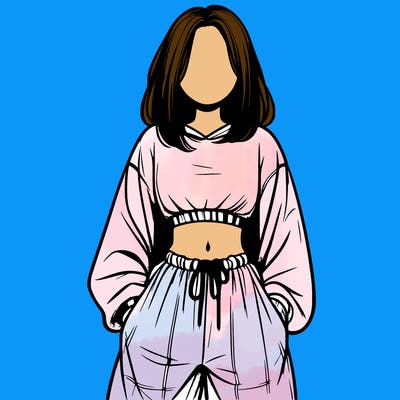 realistic girl faceless with baggy pants and a crop top