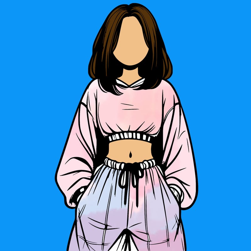 realistic girl faceless with baggy pants and a crop top