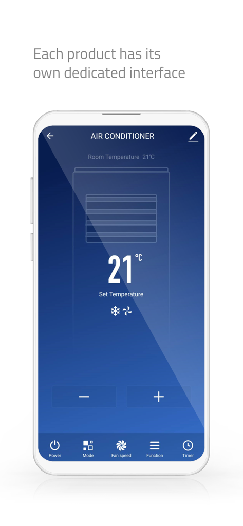 Interface do aplicativo Nedis SmartLife mostrando controle dedicado de temperatura do ar condicionado em um smartphone