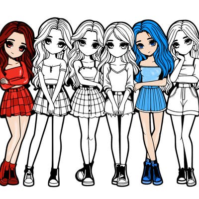 a group of girls realistic