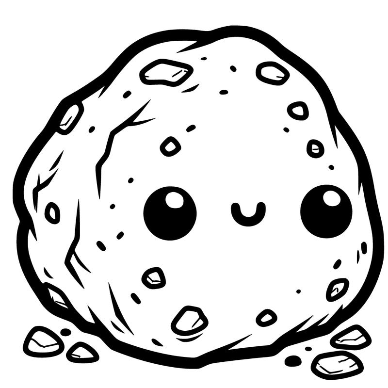 rock with a little face