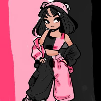 girl in crop top and baggy pants