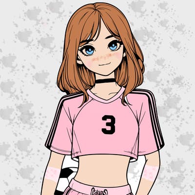 realistic girl wearing soccer jersey