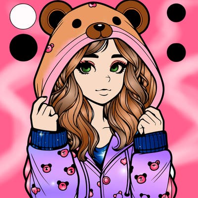 realistic girl in a animal pjs hoodie