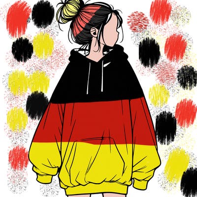 realistic girl with a oversized sweatshirt on and a bun