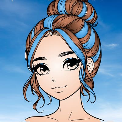 realistic pretty girl with hair in bun