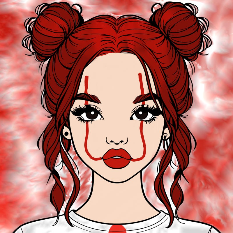 realistic girl with two buns in hair and lips