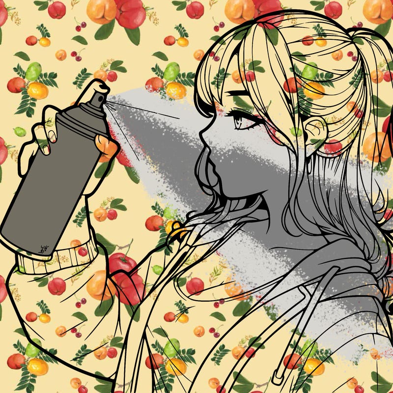 a realistic girl spray, painting