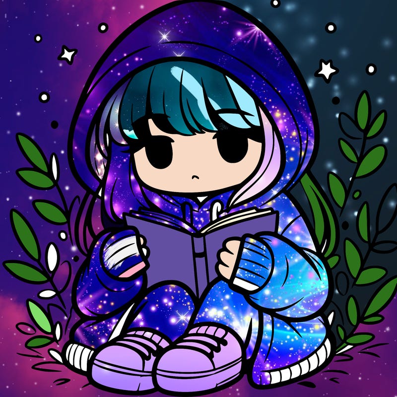 girl in oversized hoodie reading a book