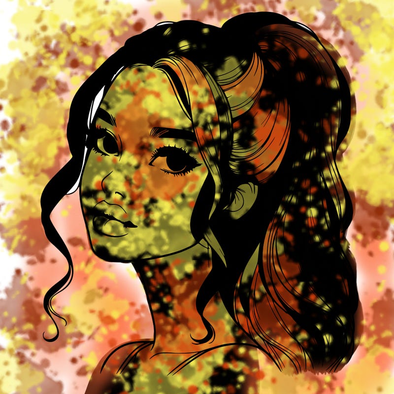 realistic girl with a ponytail on her hair and lips