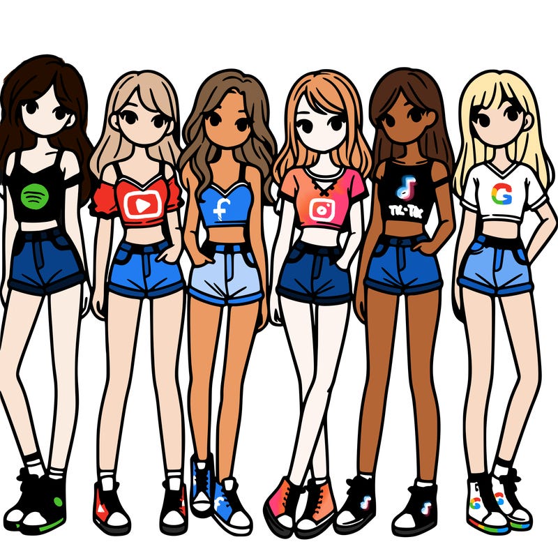 a group of girls wearing crop tops and shorts