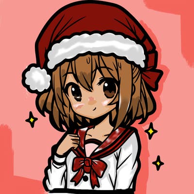anime girl wearing a santa hat
