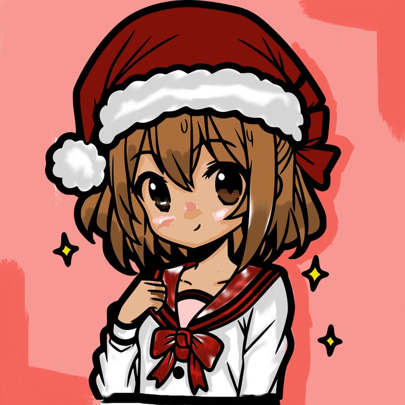anime girl wearing a santa hat