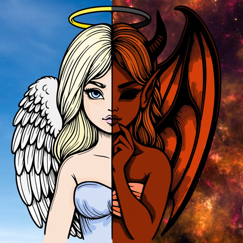 realistic angel half demon