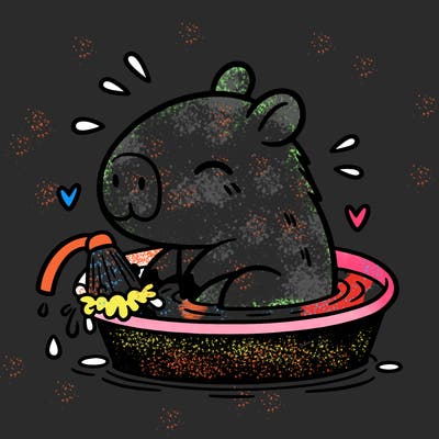 capybara taking a bath