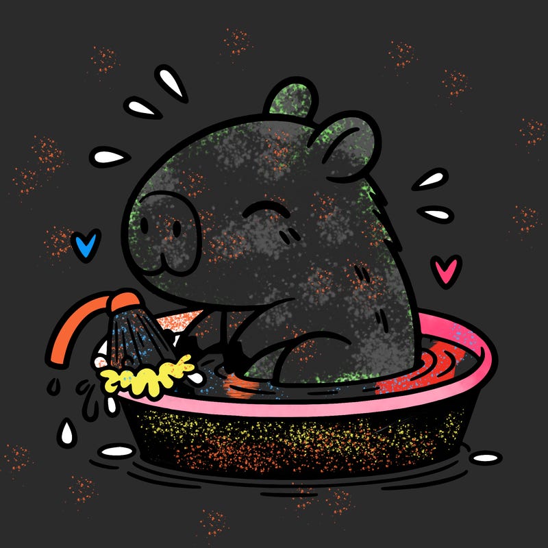 capybara taking a bath