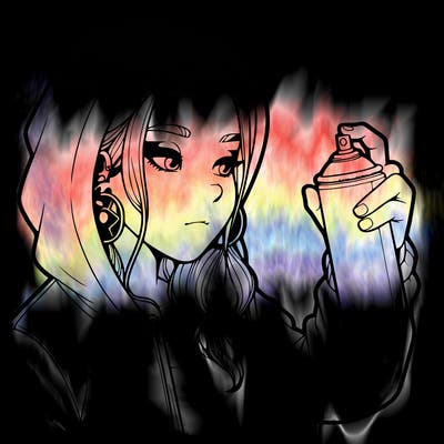 a realistic girl, spray painting