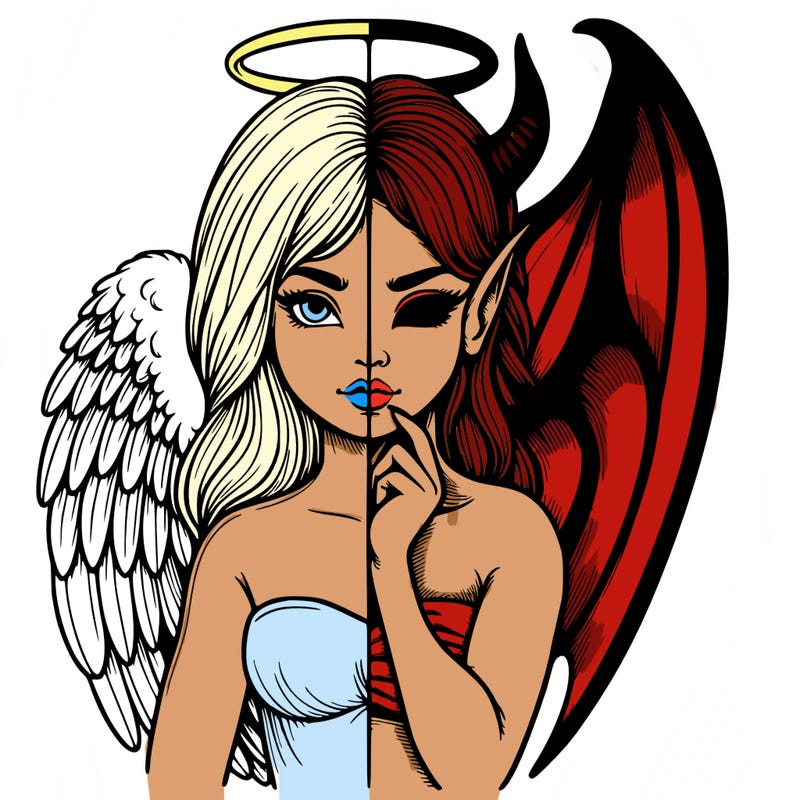 realistic angel half demon