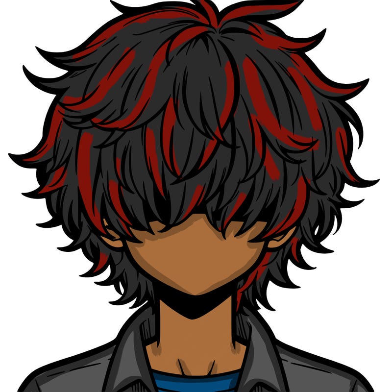 manga boy fluffy hair covering his eyes