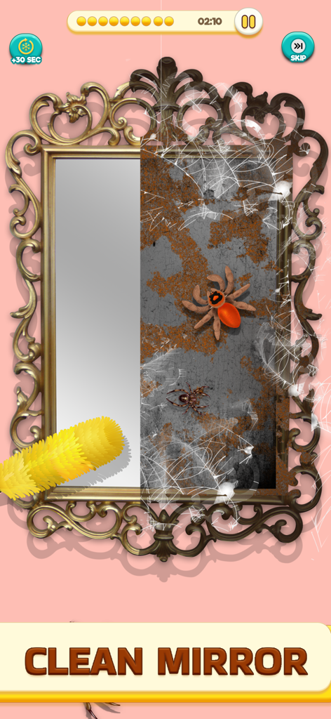 Satisfying Tidy ASMR Cleaning - Gameplay of a satisfying ASMR cleaning game showing a dirty mirror being polished