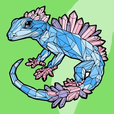 a realistic lizard made of crystals