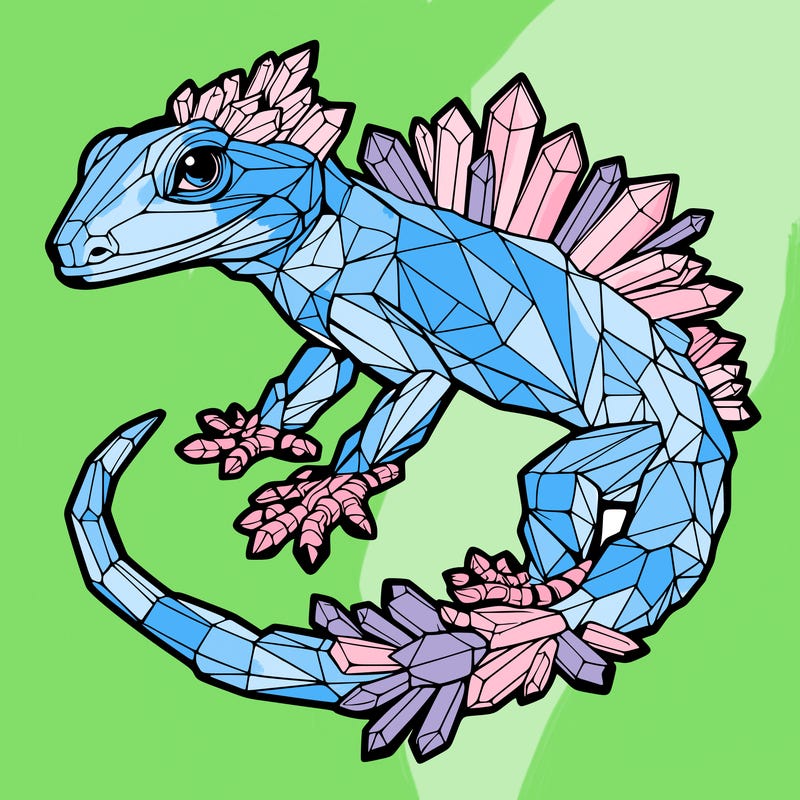 a realistic lizard made of crystals