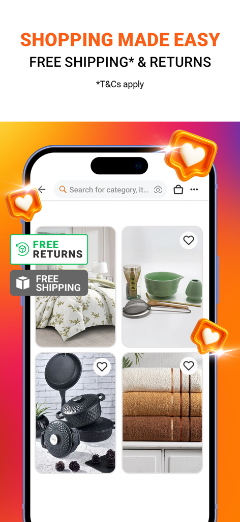 Trendyol: Online Shopping - Trendyol shopping app display of home products with free shipping and returns