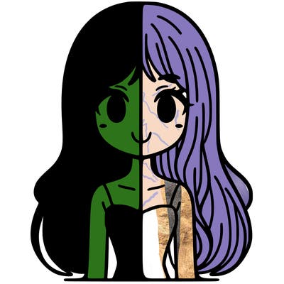 split girl with long hair