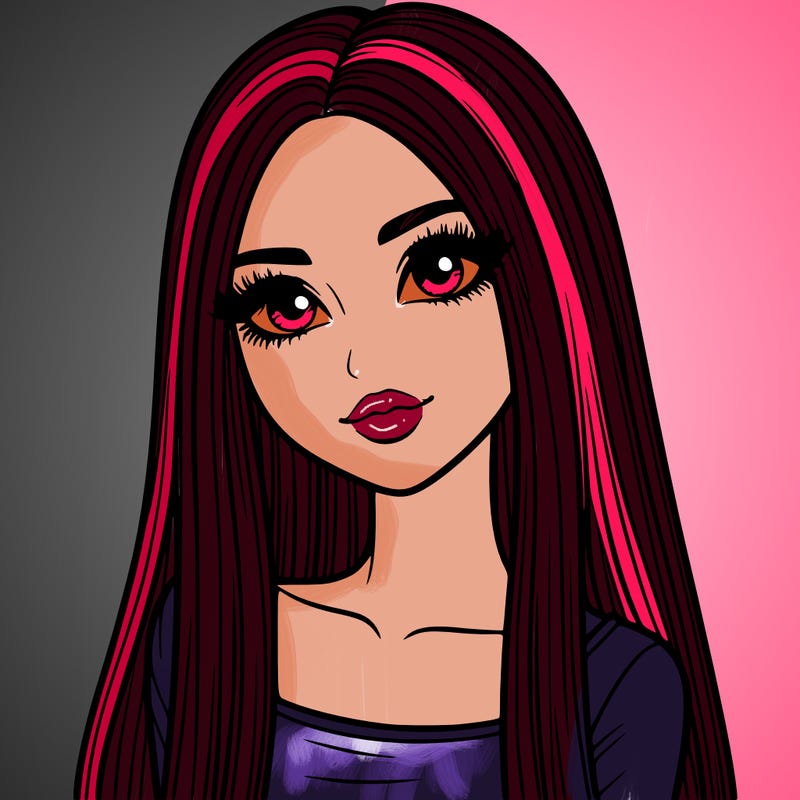 realistic girl with straight and long hair