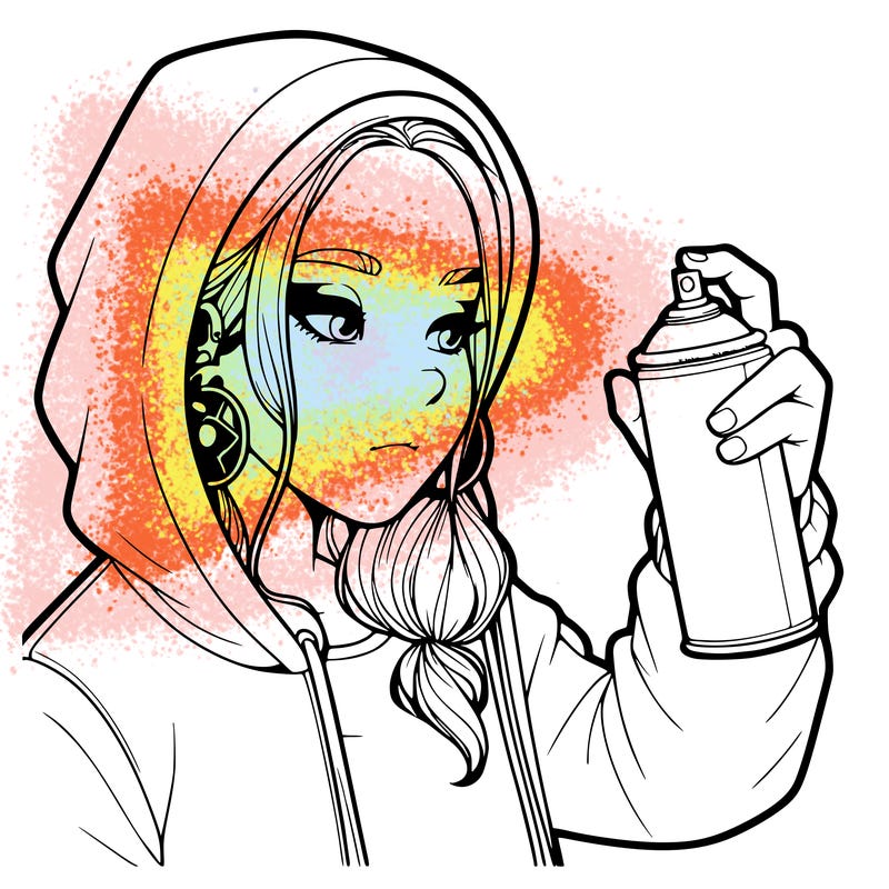 a realistic girl, spray painting