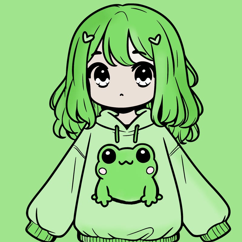 girl wearing frogging sweatshirt
