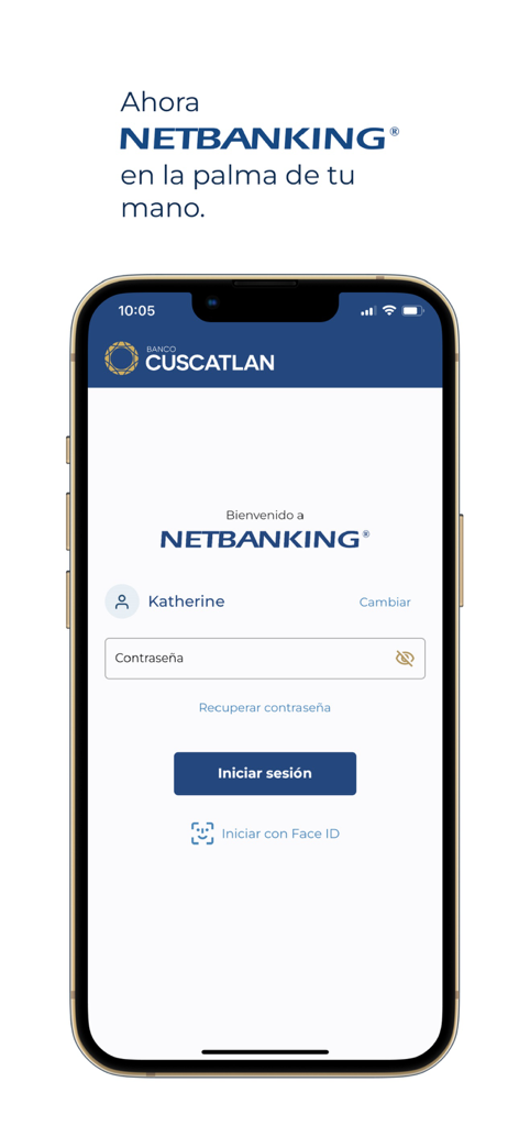 Banco CUSCATLAN NetBanking login screen on a mobile device