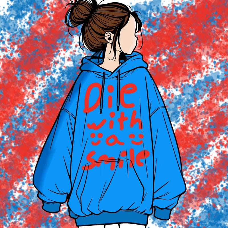 realistic girl with a oversized sweatshirt on and a bun