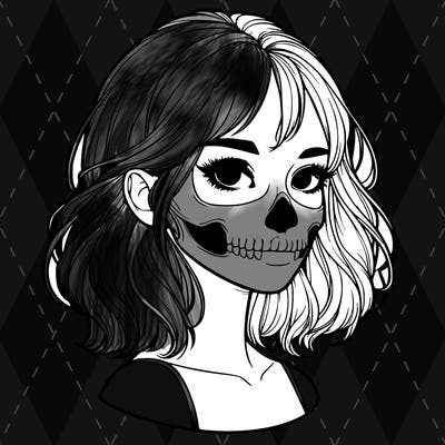 realistic girl with skull