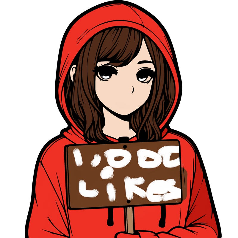 realistic girl with shoulder length hair wearing a hoodie holding a sign