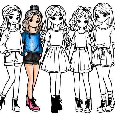 a group of five girls