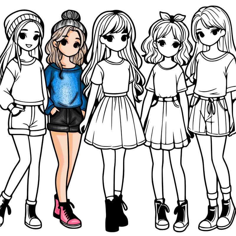 a group of five girls