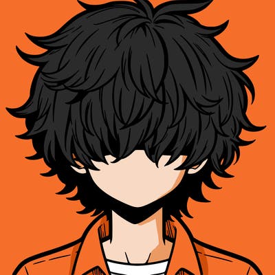 manga boy fluffy hair covering his eyes