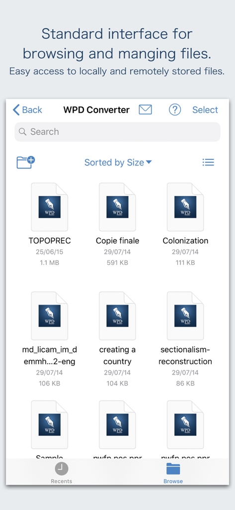 WPD Converter -for WordPerfect - Standard interface in WPD Converter for browsing and managing WordPerfect documents.