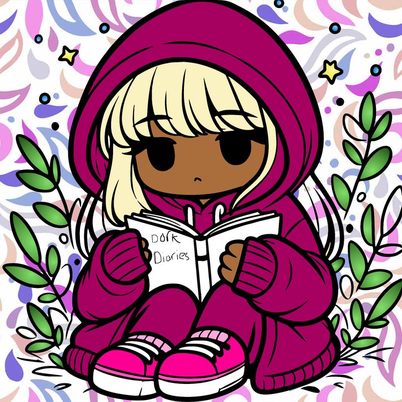 girl in oversized hoodie reading a book